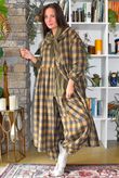 Nora Brushed Cotton Gingham Classic Barrel Pant Deep Olive